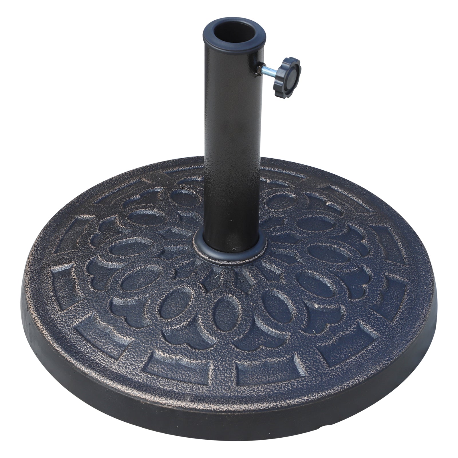 Outsunny Base para Sombrilla de Jardín Peso Neto 12 kg Soporte de Parasol Redondo de Resina para Postes de 38mm/48mm para Terraza Patio Exterior Ø44x34 cm Bronce