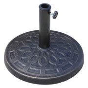 Outsunny Base para Sombrilla de Jardín Peso Neto 12 kg Soporte de Parasol Redondo de Resina para Postes de 38mm/48mm para Terraza Patio Exterior Ø44x34 cm Bronce