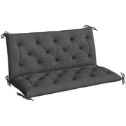 Outsunny Cojín para Banco con Respaldo 120x110x12 cm Colchón de Banco de Jardín de 2 Plazas con 6 Cordones de Fijación para Columpio de Jardín Terraza Negro