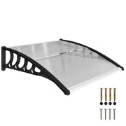 Outsunny Marquesinas Exterior para Puertas y Ventanas, 103x96,5 cm, Tejadillo de Protección contra Sol y Lluvia, con Cubierta de Policarbonato, Soportes de PP y Regleta de Aluminio, Transparente