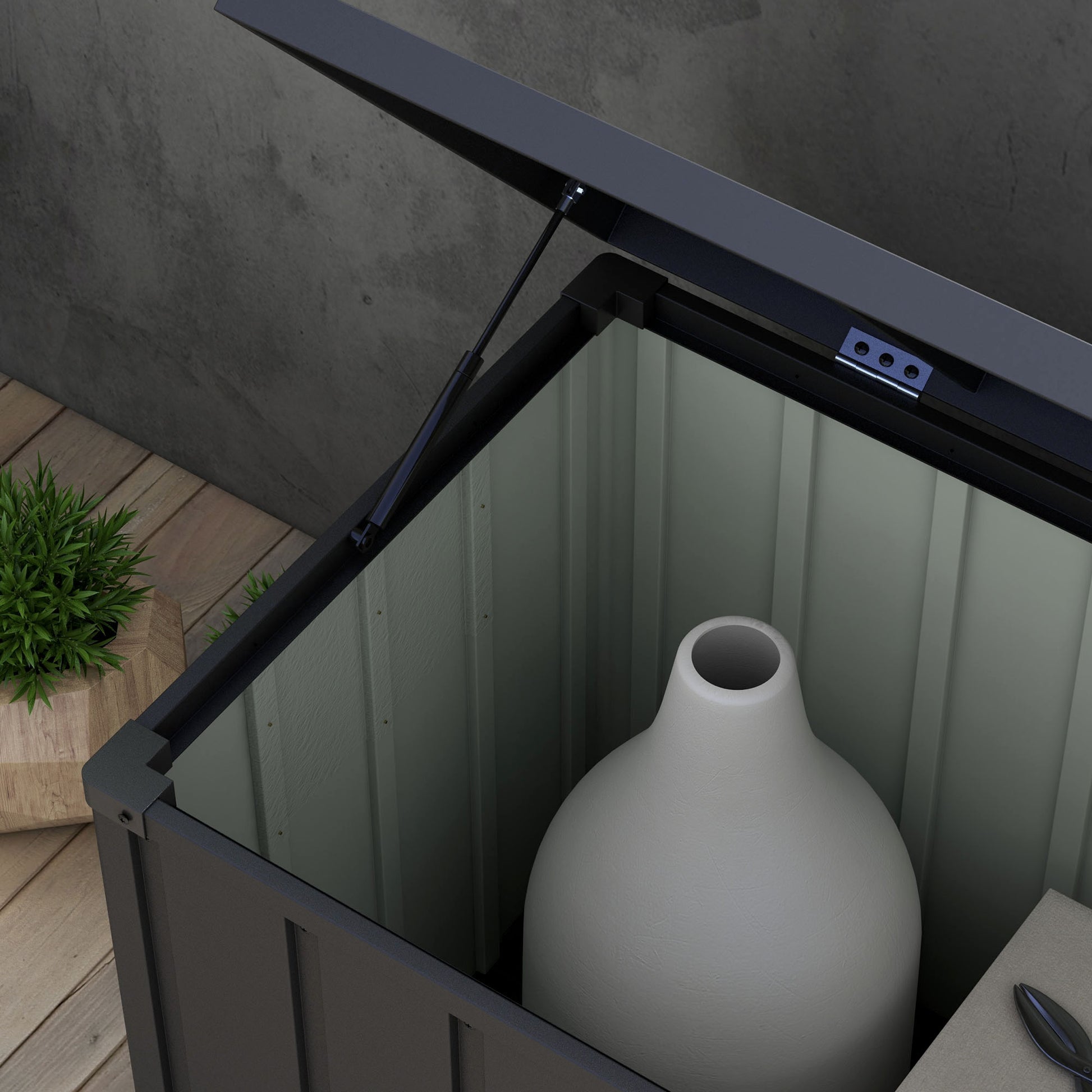 Outsunny Arcón Exterior Capacidad 450L, Baúl Almacenaje Exterior de Acero con 4 Ruedas, 2 Asas y Tapa Bloqueable, Resistente a la Intemperie, para Jardín, Terraza, Patio, 125,5x61,5x70 cm, Gris Oscuro