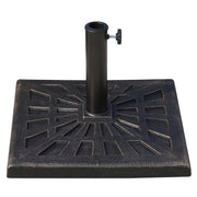 Outsunny Base de Sombrilla Peso 15 kg Soporte para Parasol de Resina para Mástiles de Ø3,8 cm y Ø4,8 cm para Terraza Patio Jardín Playa 47x47x32 cm Bronce