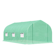 Outsunny Invernadero de Túnel 450x300x205 cm Invernadero de Jardín con 6 Ventanas Cubierta de Polietileno PE 140 g/m² y Estructura de Acero para Cultivo Plantas Jardín Terraza Verde