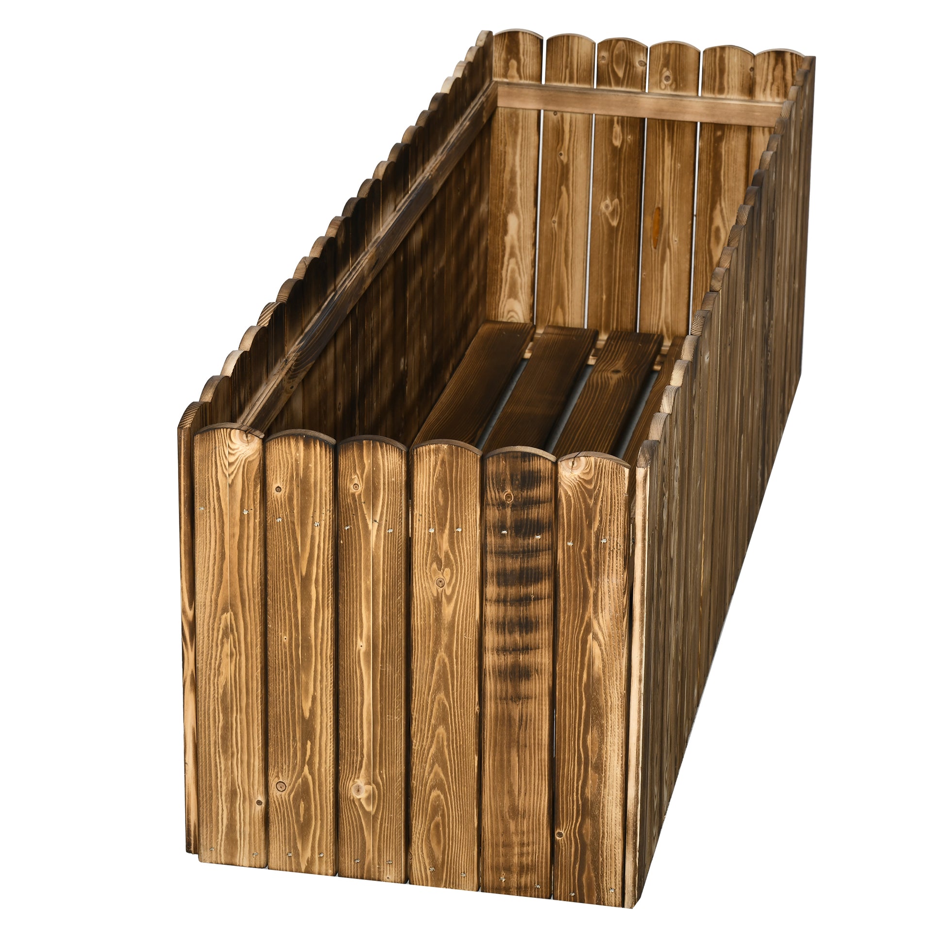 Outsunny Jardinera Exterior Grande de Madera, Huerto Urbano Elevado con Fondo Abierto para Cultivar Plantas, Flores, Hierba, Macetero Exterior Rectangular para Jardín Terraza 120x40x40 cm, Carbonizada