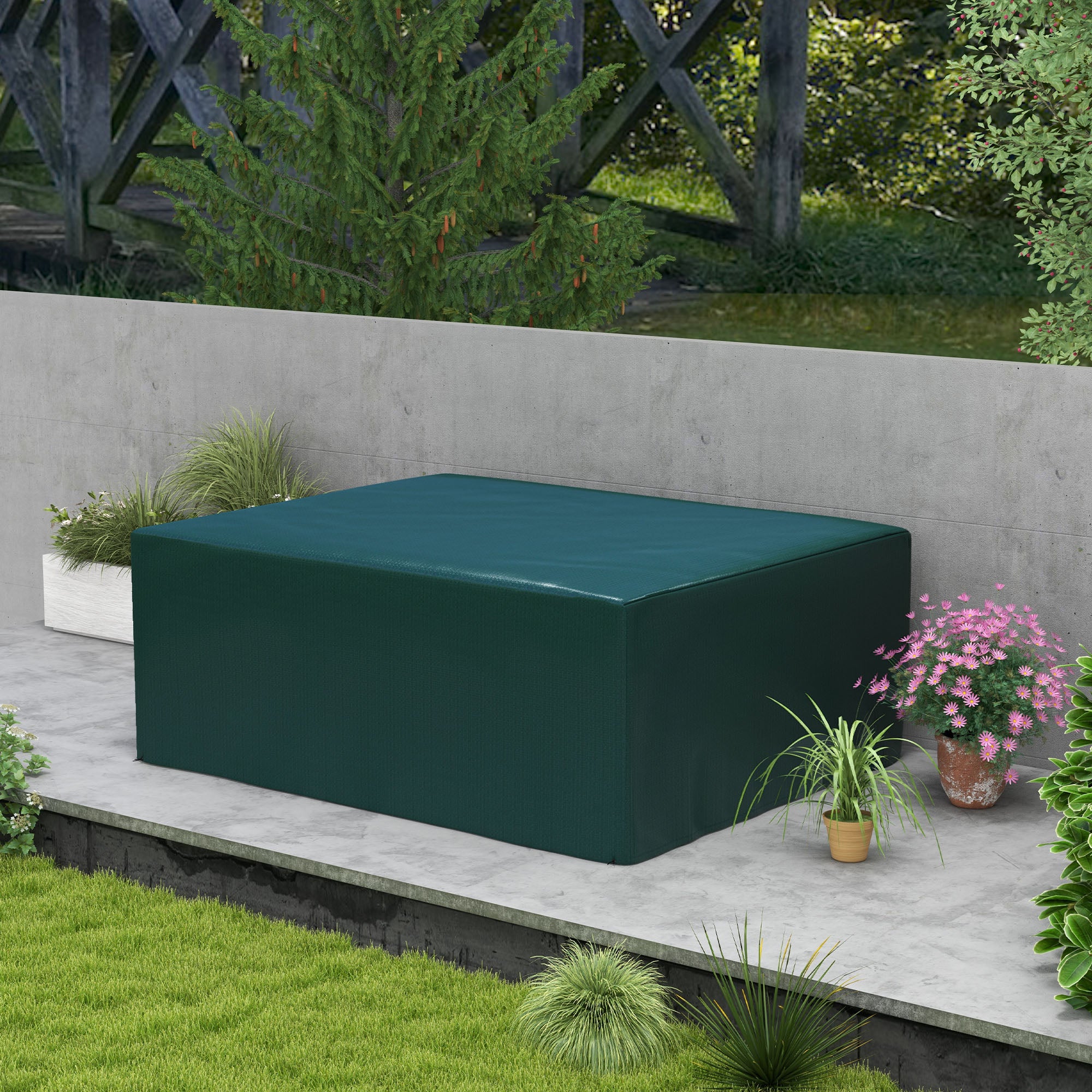 Outsunny Funda Protectora para Muebles Rectangular Funda de Muebles para Jardín Impermeable Anti-UV Antipolvo para Terraza Balcón 235x190x90 cm Verde