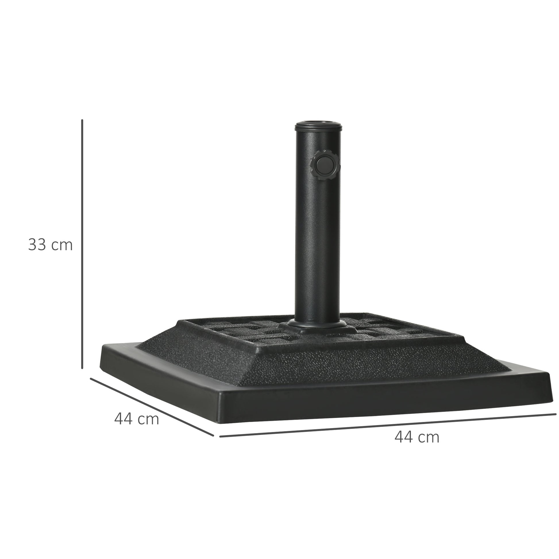 Outsunny Base para Sombrilla de Jardín de 12 kg Soporte de Parasol Cuadrado de Resina para Mástil Ø32/38 mm para Terraza Patio Balcón 44x44x33 cm Negro