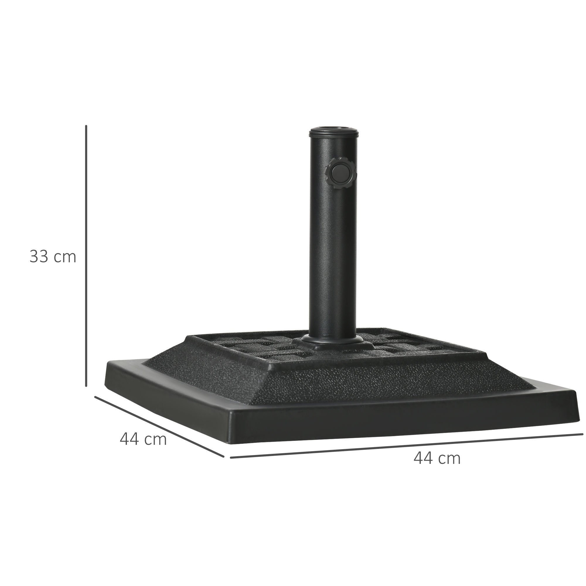 Outsunny Base para Sombrilla de Jardín de 12 kg Soporte de Parasol Cuadrado de Resina para Mástil Ø32/38 mm para Terraza Patio Balcón 44x44x33 cm Negro