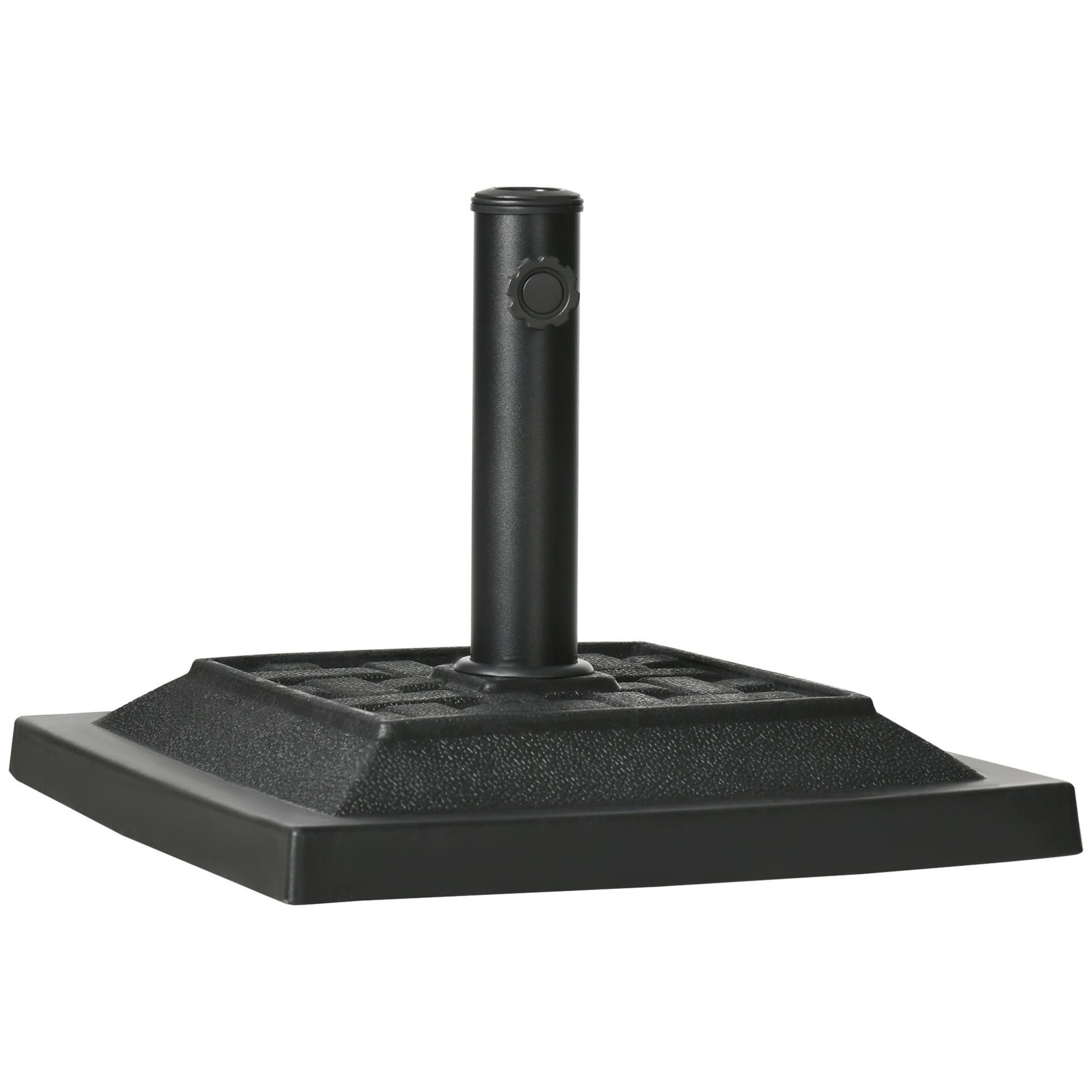 Outsunny Base para Sombrilla de Jardín de 12 kg Soporte de Parasol Cuadrado de Resina para Mástil Ø32/38 mm para Terraza Patio Balcón 44x44x33 cm Negro