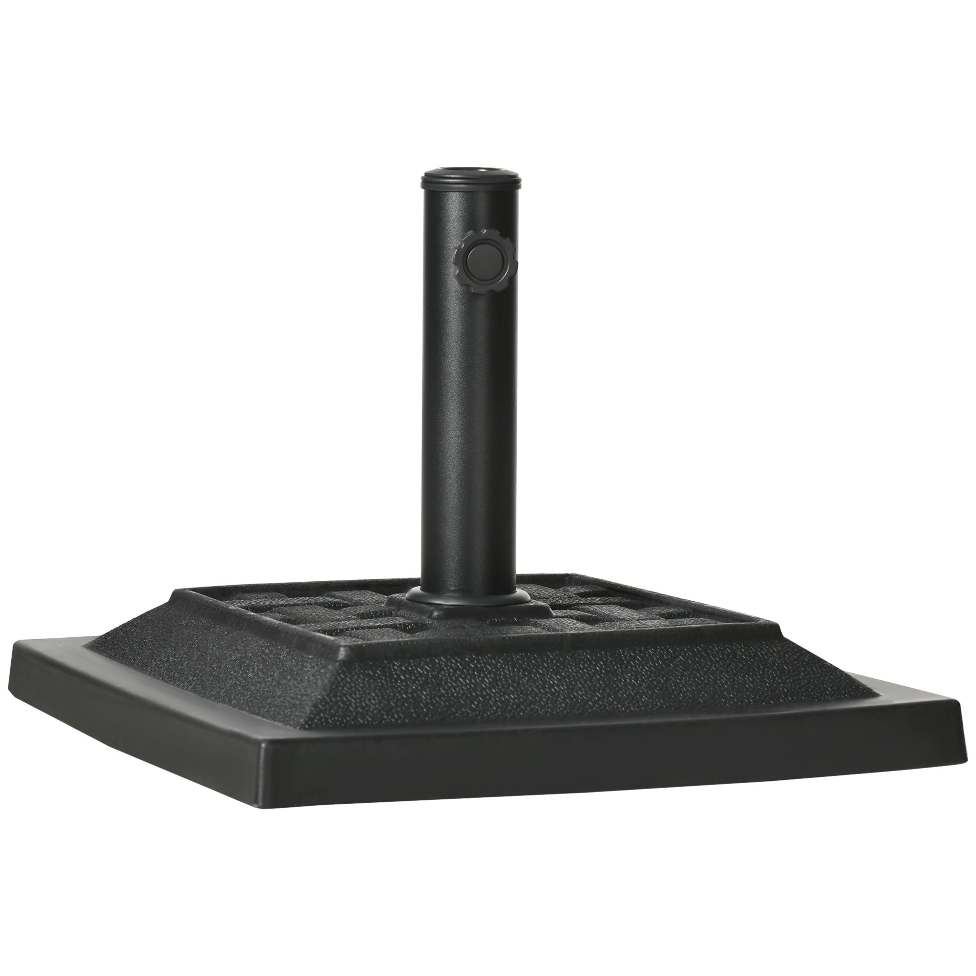 Outsunny Base para Sombrilla de Jardín de 12 kg Soporte de Parasol Cuadrado de Resina para Mástil Ø32/38 mm para Terraza Patio Balcón 44x44x33 cm Negro