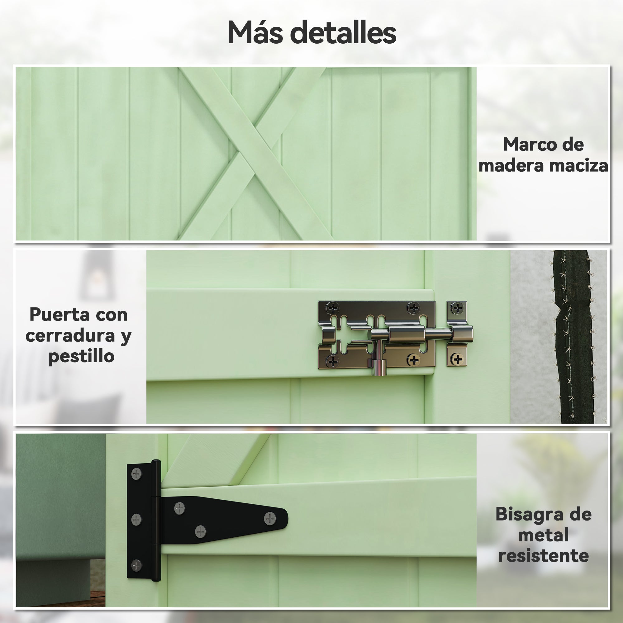 Outsunny Caseta de Jardín de Madera 75x56x115 cm Armario Cobertizo de Exterior para Herramientas con 3 Estantes Interiores Puerta con Pestillo y Techo Asfáltico Verde