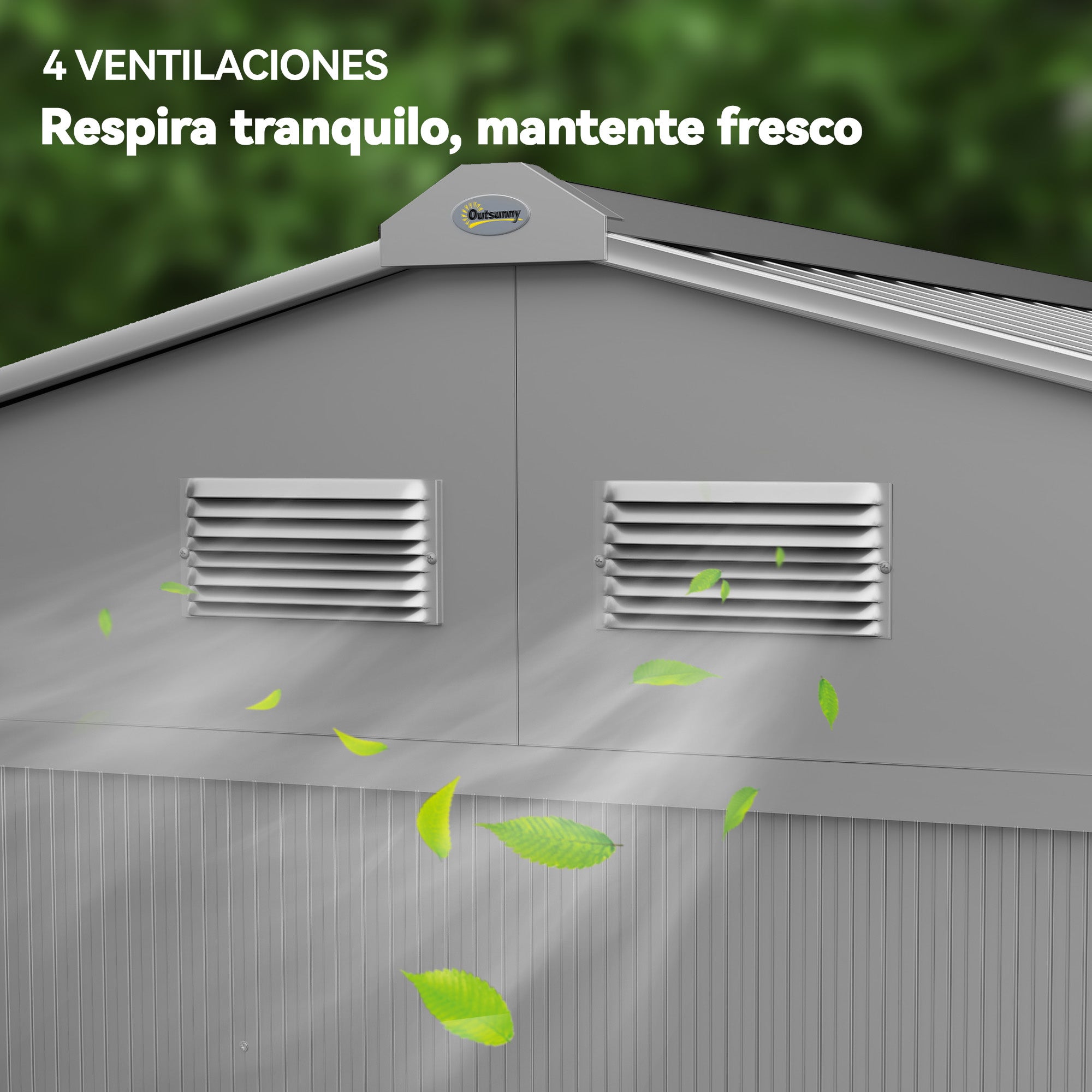 Outsunny Caseta de Jardín Exterior 4,9 m², 277x195x192 cm, Cobertizo de Jardín Exterior Metálico con Puerta Corredera, Ventilación y Kit de Fundación, para Almacenamiento de Herramientas, Gris
