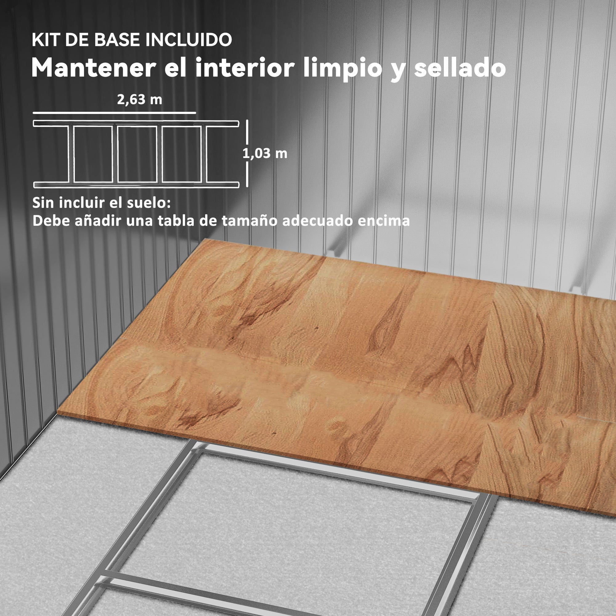 Outsunny Caseta de Jardín Exterior 4,9 m², 277x195x192 cm, Cobertizo de Jardín Exterior Metálico con Puerta Corredera, Ventilación y Kit de Fundación, para Almacenamiento de Herramientas, Gris