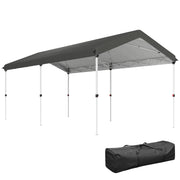 Outsunny Carpa Plegable 6x3 m Cenador de Jardín con Altura Ajustable en 3 Niveles Protección UV50+ Impermeable y Bolsa de Transporte Gazebo para Exterior Fiestas Camping Gris Oscuro