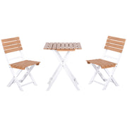 Outsunny Conjunto de Muebles de Jardín de 3 Piezas Muebles de Exterior Plegable con 1 Mesa y 2 Sillas de Madera para Terraza Patio Balcón Natural