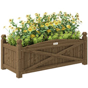 Outsunny Jardinera de Madera Elevada Huerto Urbano Madera para Cultivar Plantas Flores Hierba Jardinera Rectangular para Jardín Balcón Terraza 90x39x37 cm Café Oscuro