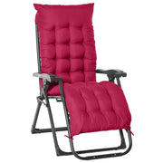 Outsunny Tumbona Plegable Silla Reclinable con Cojín Extraíble Acolchado de Texteline para Patio Playa Jardín Carga 120 kg 90x65x110 cm Rojo