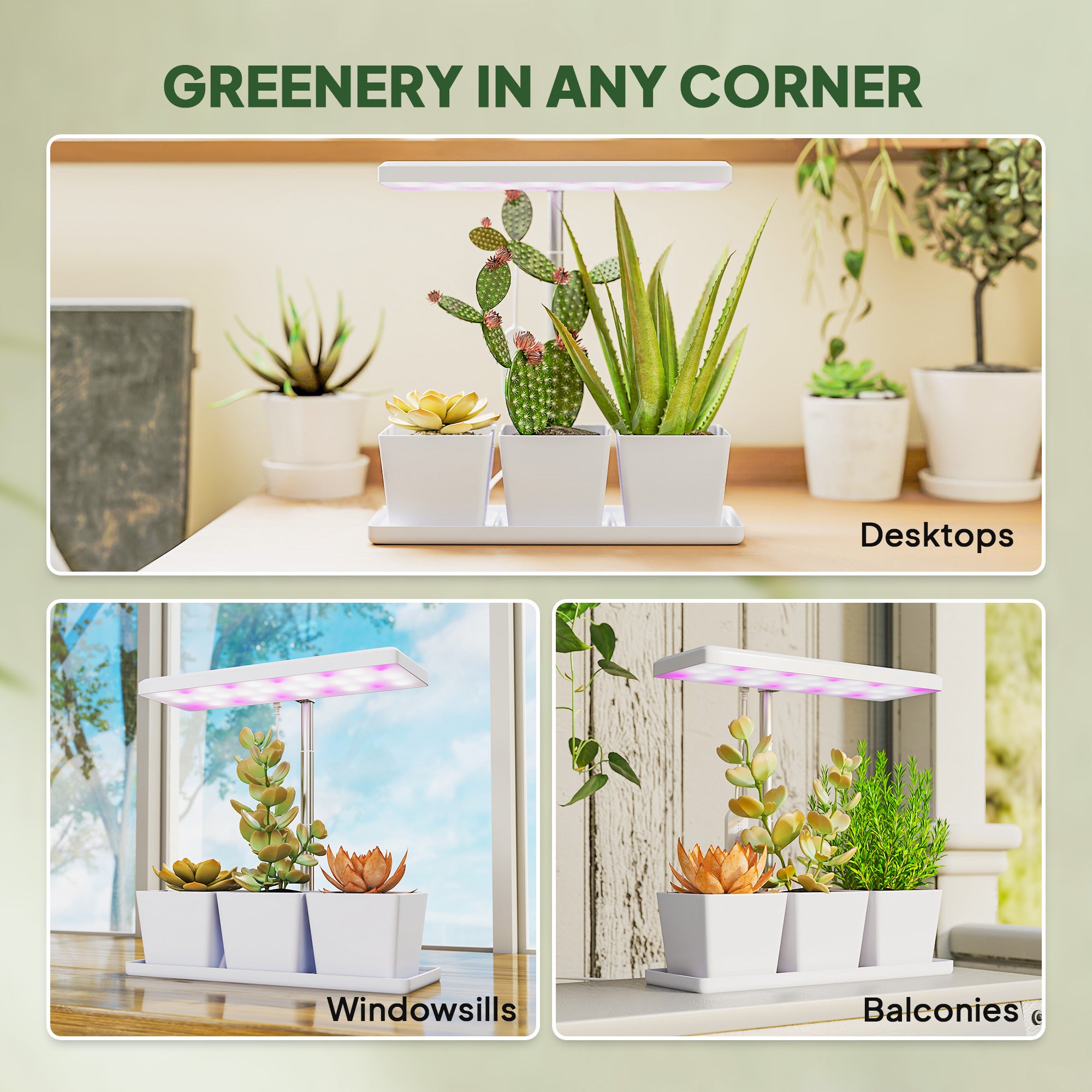 Outsunny Lámpara de Planta Interior, 30 LED, Luz de Crecimiento de Espectro Completo, Ajustable en Altura con Temporizador Automático 8/12/16/24H, 5 de Brillo y 3 Cajas para Invernadero, Jardín