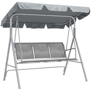 Outsunny Balancín Jardín Exterior Columpio Exterior de 3 Plazas con Toldo Ajustable Respaldo Transpirable y Marco de Metal para Terraza Balcón Carga 240 kg 171x108x154 cm Gris