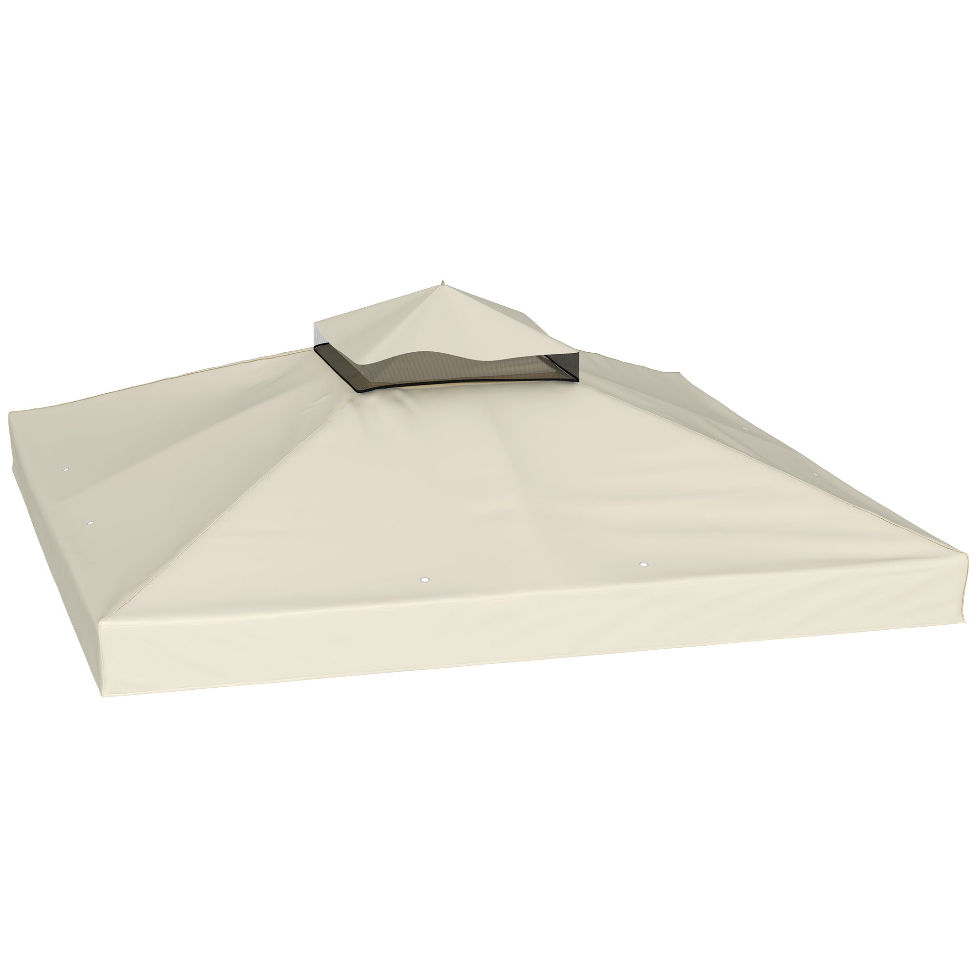 Outsunny Techo de Repuesto para Cenador 3x3 m Cubierta de Repuesto 370g/㎡ con Techo Doble con Mosquitera Protección UV 30+ Toldo de Recambio para Pabellón Gazebo Crema