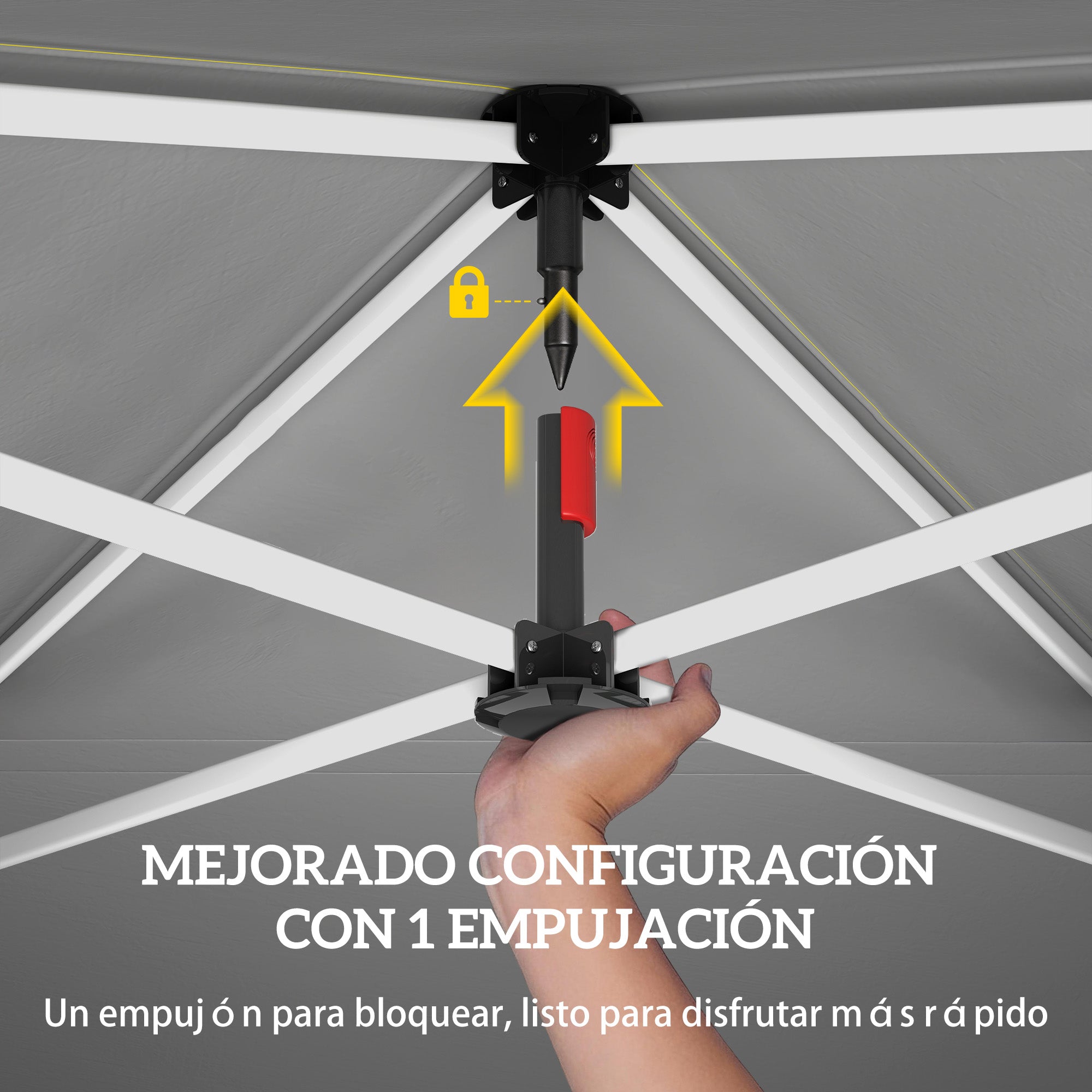 Outsunny Carpa Plegable 3x3 m, Pop-up, con Pared Lateral, Cenador de Jardín con Protección UPF50+, Empuje Central, Altura Ajustable, Bolsa de Transporte, Gazebo para Camping, Exterior, Blanco