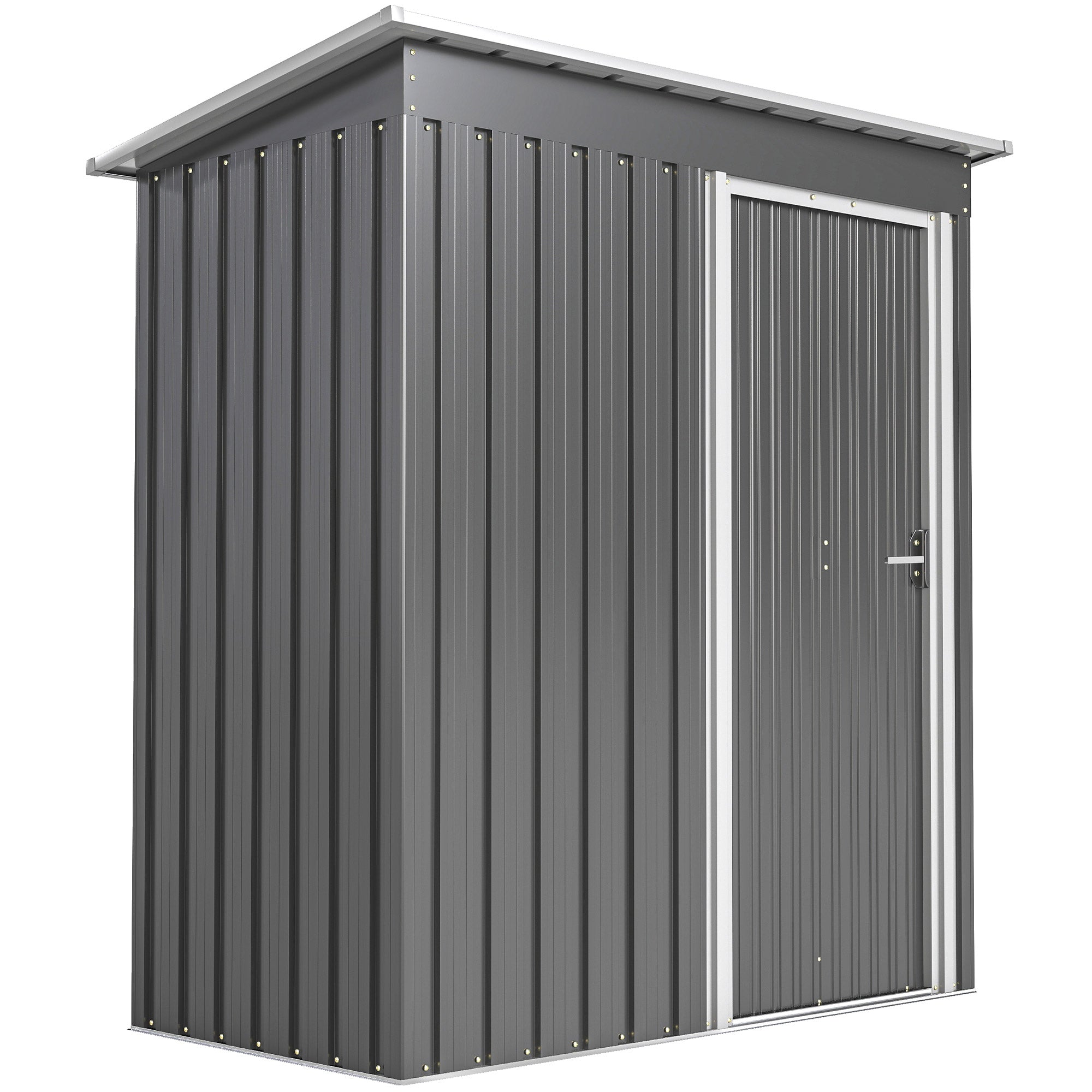 Outsunny Caseta de Jardín Exterior, 1,16 m², 163x89x182 cm, Cobertizo de Jardín Exterior Metálico con Puerta Corredera y Techo Inclinado, para Almacenamiento de Herramientas, Gris