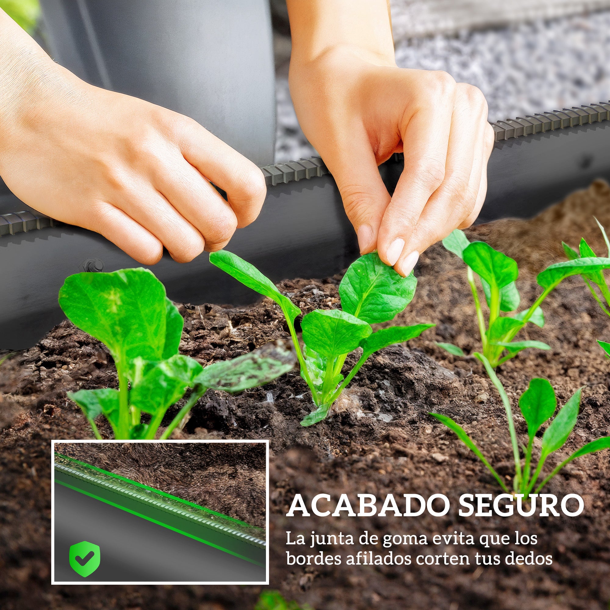 Outsunny Jardinera Exterior Grande de Acero Galvanizado, Huerto Urbano para Cultivar Plantas, Macetero Exterior con Bordes de Seguridad, Fácil Montaje, Resistente a la Intemperie, 150x62x30 cm, Gris