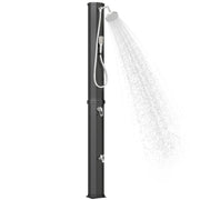 Outsunny Ducha Solar de Jardín 60 L Ducha Solar Exterior con Cabezal Rociador de Mano Grifo de Pies Agua Fría y Caliente Máx. 60 °C Conexión Manguera para Piscina Camping Patio 21,8x18,2x227 cm Negro