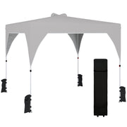 Outsunny Carpa Plegable 3x3 m, Pop-up, Cenador Pabellón de Jardín con Ventilación Superior, Bloqueo Central, UPF50+, Altura Ajustable 3 Niveles, Bolsa Transporte con Ruedas, Sacos de Arena, Gris