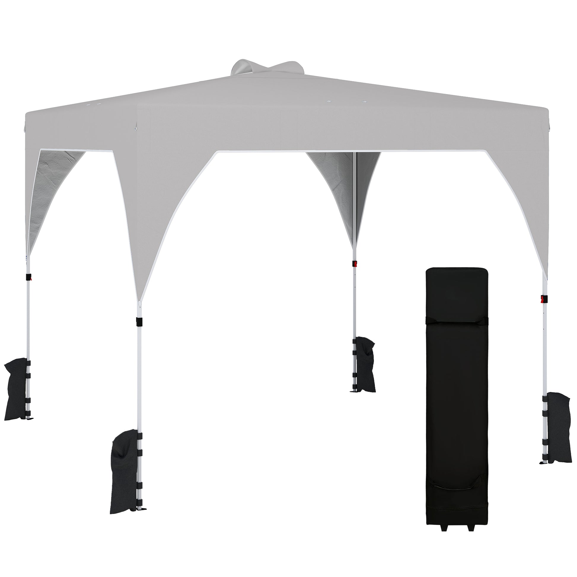 Outsunny Carpa Plegable 3x3 m, Pop-up, Cenador Pabellón de Jardín con Ventilación Superior, Bloqueo Central, UPF50+, Altura Ajustable 3 Niveles, Bolsa Transporte con Ruedas, Sacos de Arena, Gris