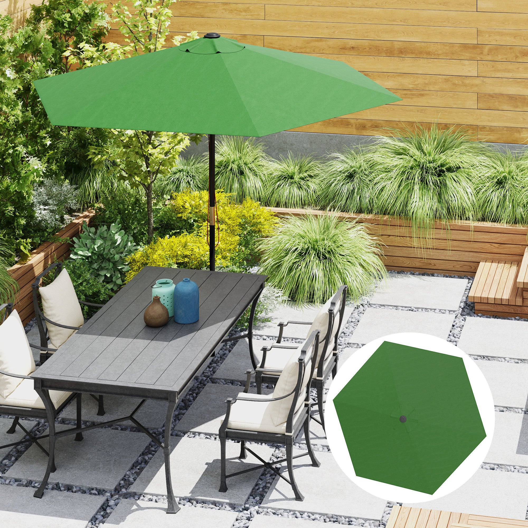 Outsunny Toldo de Recambio de Sombrilla de 3 m Toldo de Repuesto para Sombrilla de Patio con Ventilación Superior Protección UV 30+ Cubierta de Repuesto para Parasol de Poliéster para Exteriores Verde
