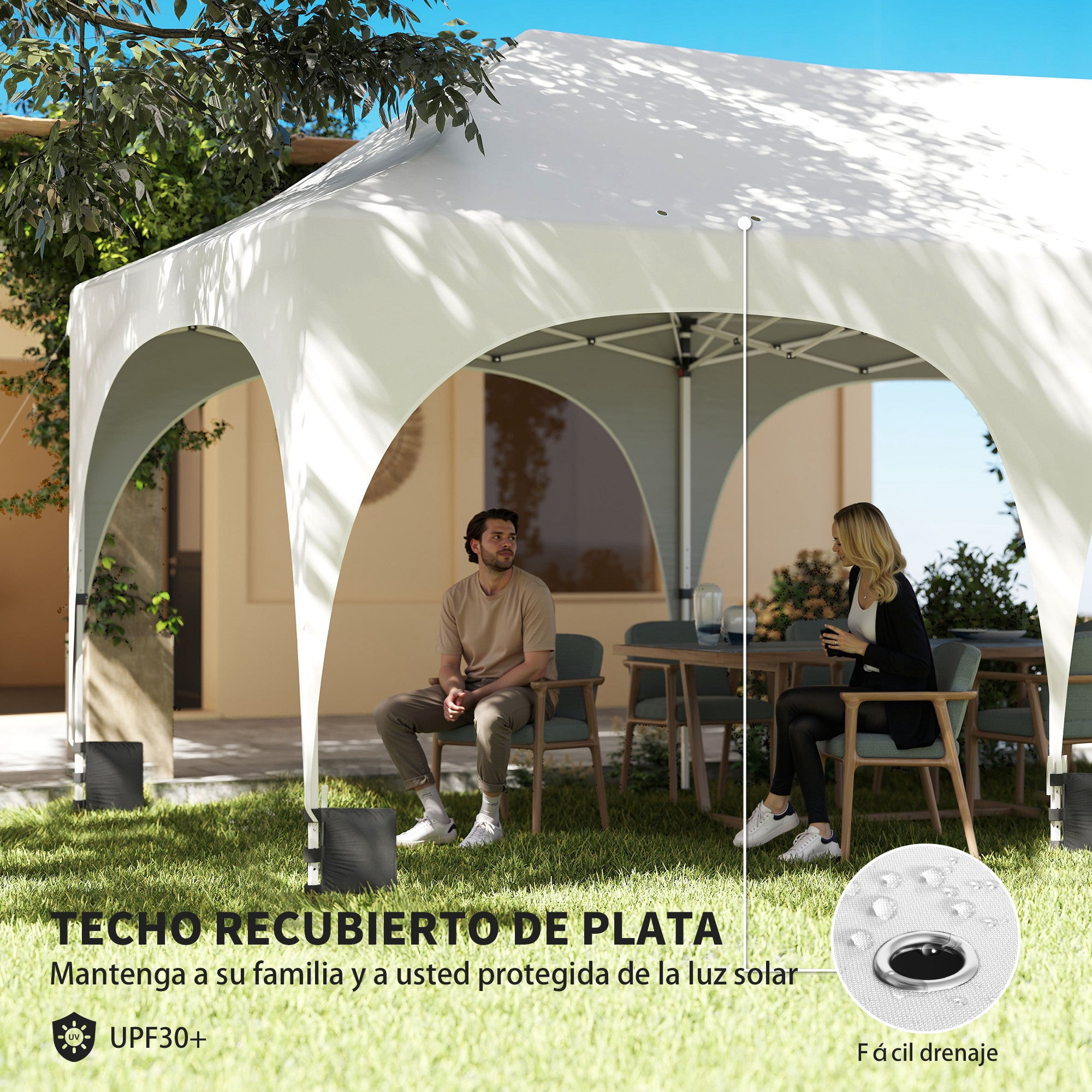 Outsunny Carpa Plegable 6x3 m, Pop-up, con 6 Laterales Extraíbles, Cenador de Jardín con Altura Ajustable, Ventanas, Bolsa de Transporte, UPF30+, Gazebo para Camping, Fiestas, Exterior, Gris Claro