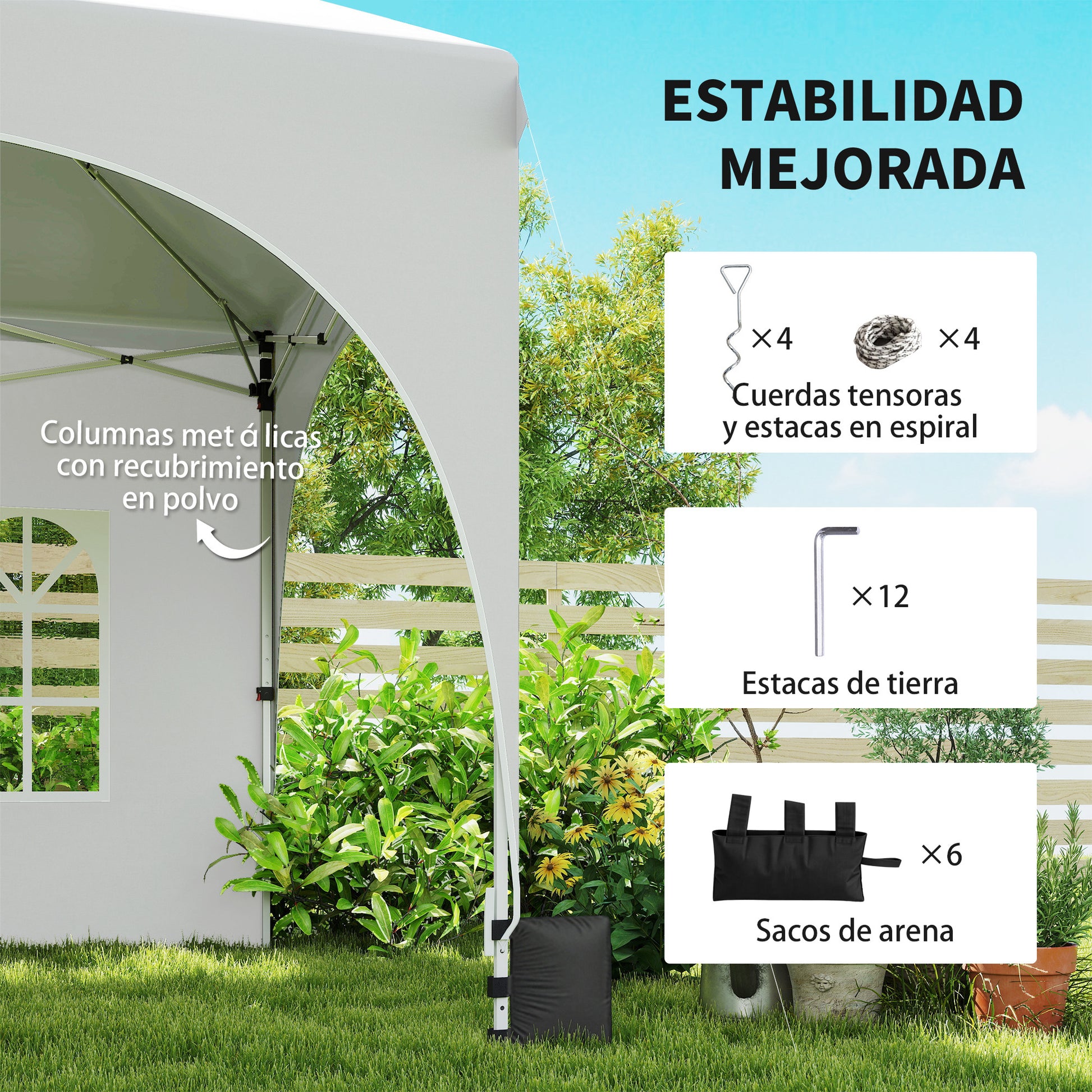Outsunny Carpa Plegable 6x3 m, Pop-up, con 6 Laterales Extraíbles, Cenador de Jardín con Altura Ajustable, Ventanas, Bolsa de Transporte, UPF30+, Gazebo para Camping, Fiestas, Exterior, Gris Claro