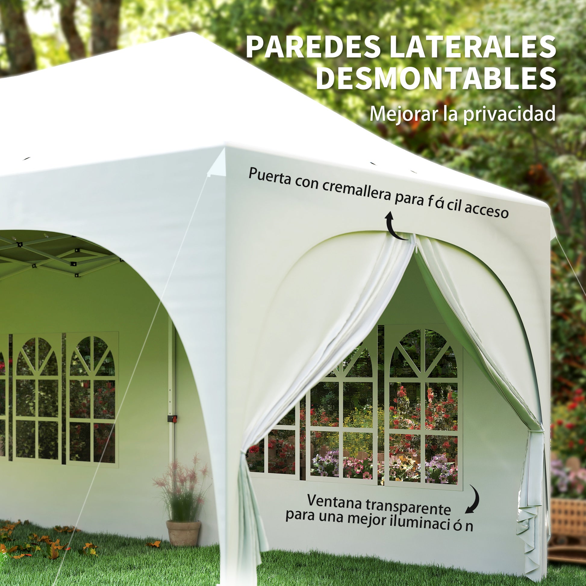 Outsunny Carpa Plegable 6x3 m, Pop-up, con 6 Laterales Extraíbles, Cenador de Jardín con Altura Ajustable, Ventanas, Bolsa de Transporte, UPF30+, Gazebo para Camping, Fiestas, Exterior, Gris Claro
