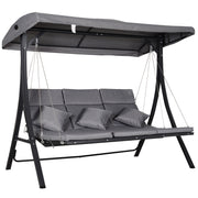 Outsunny Balancín con Toldo Ajustable de 3 Plazas Columpio de Jardín con Dosel Cojines para Exterior Terraza Patio Carga 270 kg 200x115x168 cm Gris