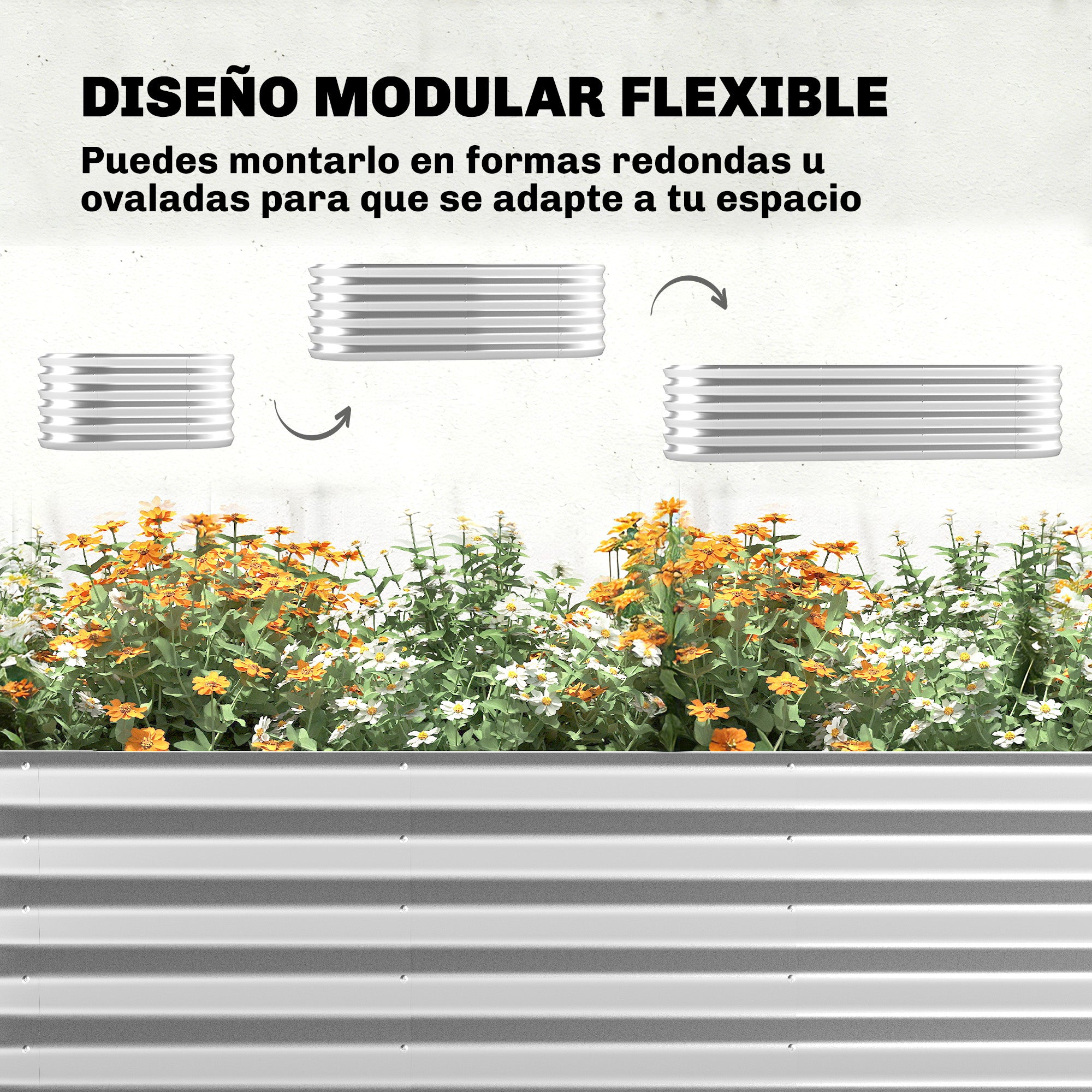 Outsunny Jardinera Exterior Grande con Cubierta de Invernadero y Malla, Huerto Urbano de Acero Galvanizado con Fondo Abierto, Resistente a la Intemperie, para Patio, Terraza, 200x60x103 cm, Plateado