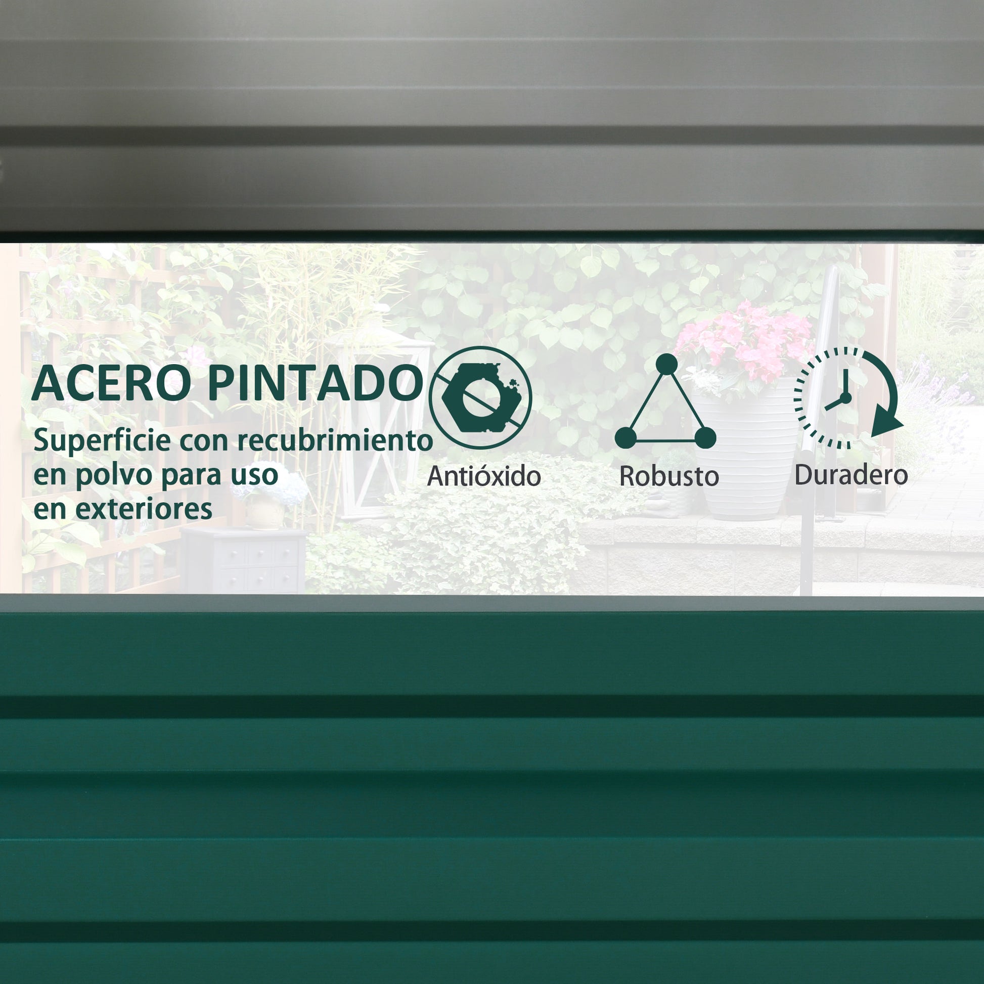 Outsunny Jardinera Elevada de Acero Galvanizado Huerto Urbano para Cultivar Plantas Flores Hierba Macetero Exterior Rectangular con Fondo Abierto 120x60x30,5 cm Verde