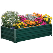 Outsunny Jardinera Elevada de Acero Galvanizado Huerto Urbano para Cultivar Plantas Flores Hierba Macetero Exterior Rectangular con Fondo Abierto 120x60x30,5 cm Verde