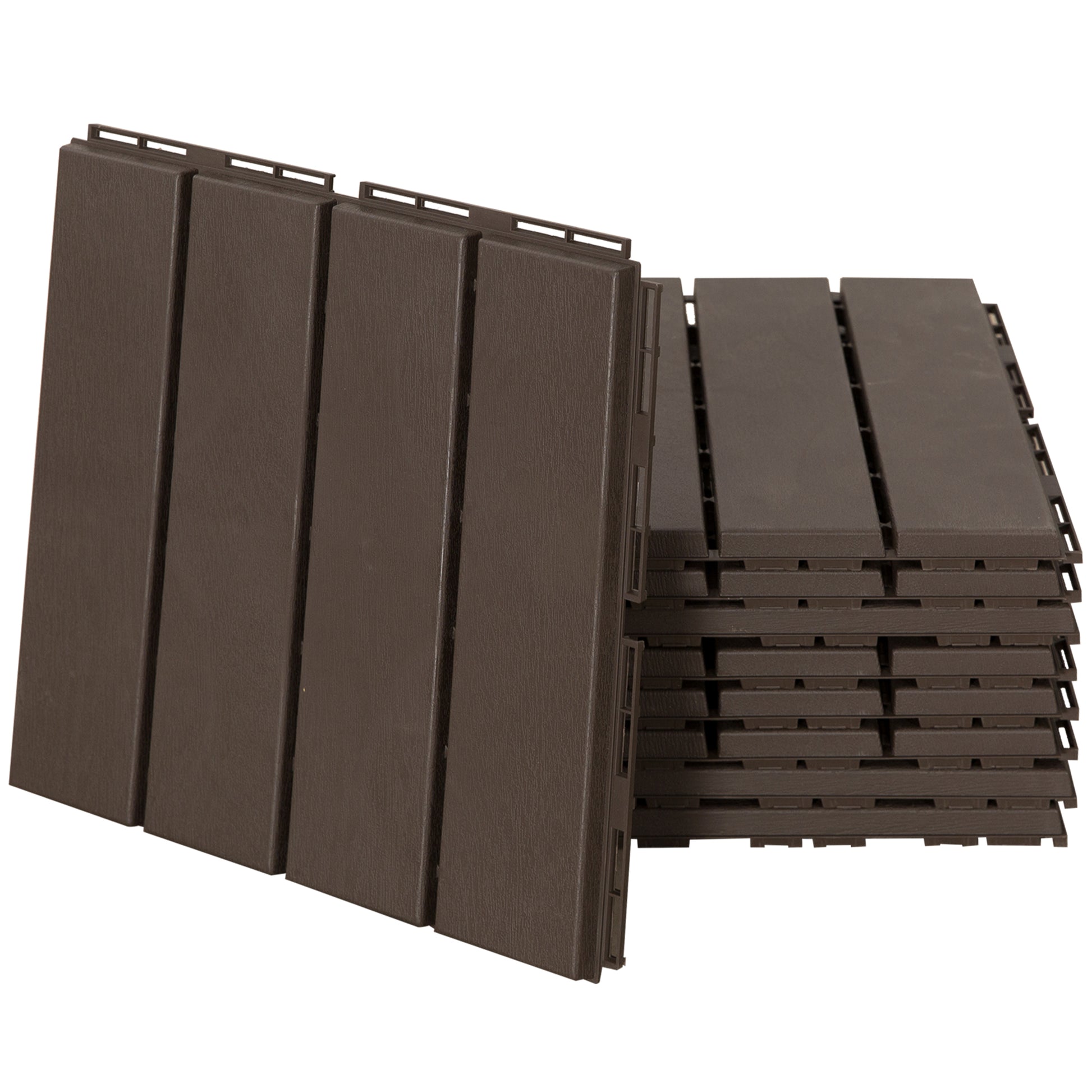 Outsunny Baldosas Cuadradas para Suelos Antideslizantes Exteriores Interiores Paquete de 9 Piezas 0.81 m² 30x30 cm Marrón