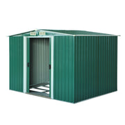 Outsunny Caseta de Jardín Exterior 258x206x178 cm 5,3m² Cobertizo de Jardín Exterior con Base Puertas Correderas y Ventilaciones para Almacenamiento de Herramientas Jardinería Verde