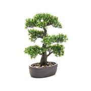 Bonsai Ficus artificial de 43 cm de alto con jardinera incluida y piedra decorativa.