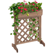 Outsunny Jardinera con Enrejado de Madera Maciza Soporte para Flores Plantas Trepaderas Balcón Patio Jardín al Aire Libre 68x30x85,5 cm Marrón