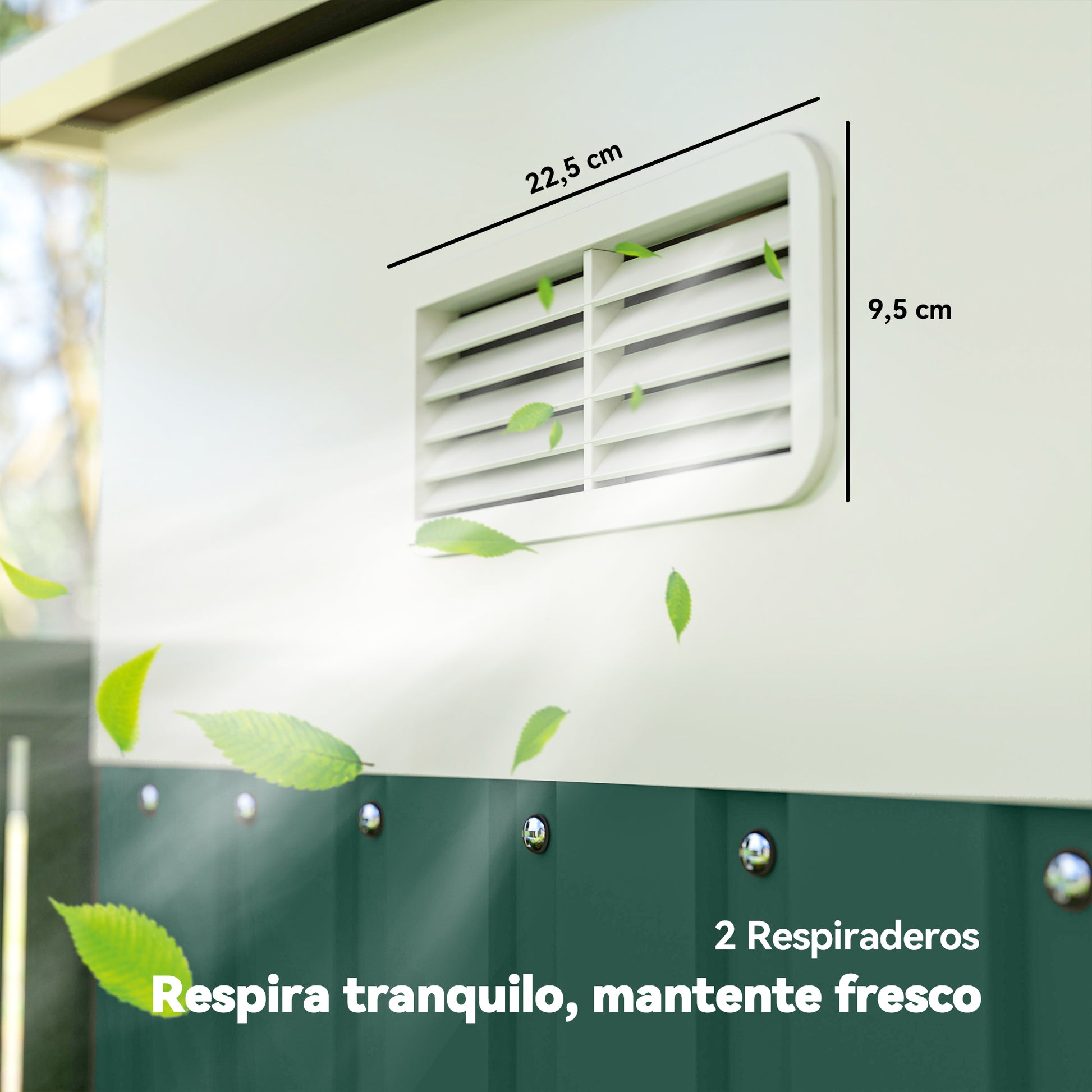 Outsunny Cobertizo de Jardín Exterior 8,9 m² 280x345x201 cm Caseta de Jardín Exterior Metálica con 2 Puertas Corredizas y 2 Ventanas para Almacenamiento de Herramientas Verde