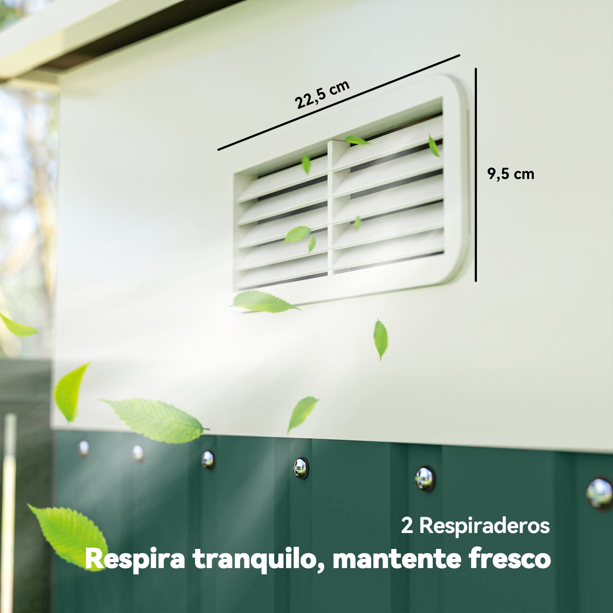 Outsunny Cobertizo de Jardín Exterior 8,9 m² 280x345x201 cm Caseta de Jardín Exterior Metálica con 2 Puertas Corredizas y 2 Ventanas para Almacenamiento de Herramientas Verde