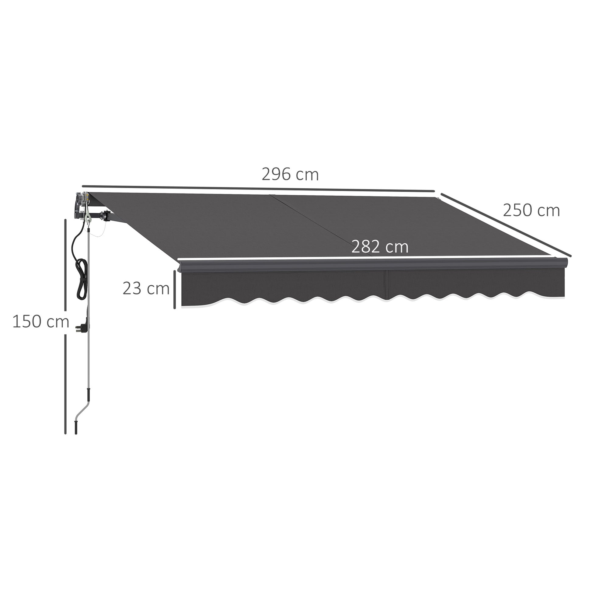 Outsunny Toldo Eléctrico Retráctil y Manual con Mando a Distancia 3x2,5 m Toldo de Exterior Terraza Enrollable con Manivela Marco de Aluminio y Protección UV30+ para Jardín Puerta Ventana Gris