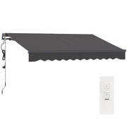 Outsunny Toldo Eléctrico Retráctil y Manual con Mando a Distancia 3x2,5 m Toldo de Exterior Terraza Enrollable con Manivela Marco de Aluminio y Protección UV30+ para Jardín Puerta Ventana Gris