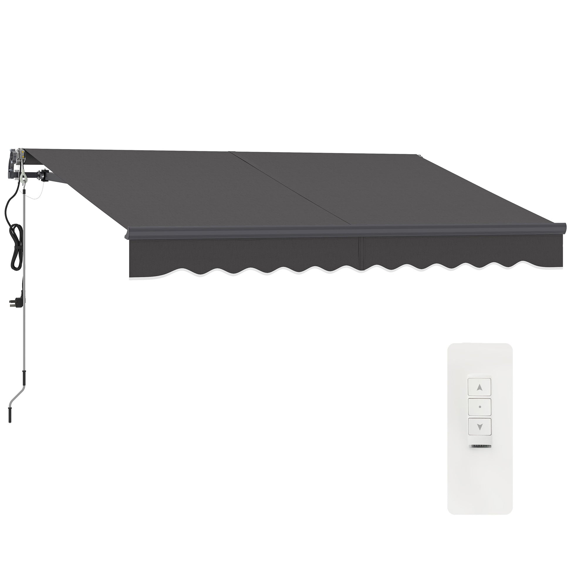 Outsunny Toldo Eléctrico Retráctil y Manual con Mando a Distancia 3x2,5 m Toldo de Exterior Terraza Enrollable con Manivela Marco de Aluminio y Protección UV30+ para Jardín Puerta Ventana Gris