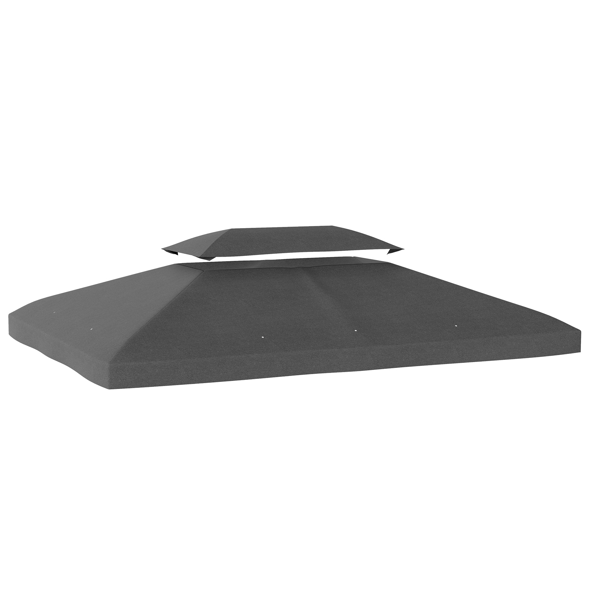 Outsunny Techo de Repuesto para Cenador, 4x3 m, Cubierta de Repuesto con Techo Doble, 10 Orificios de Drenaje y Protección UV, SOLO Toldo de Recambio para Pabellón Gazebo, Gris