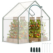 Outsunny Invernadero Pequeño, Invernadero de Exterior con Ventana y Puerta con Cremallera, Marco de Acero, Cubierta de Plástico Impermeable Anti-UV para Cultivar Plantas, 180x100x168 cm, Transparente