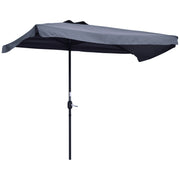 Outsunny Sombrilla Rectangular 230x130x249 cm Parasol para Pared Media Sombrilla con Manivela Protección UV Impermeable Sombrilla para Balcón Terraza Jardín Gris Oscuro