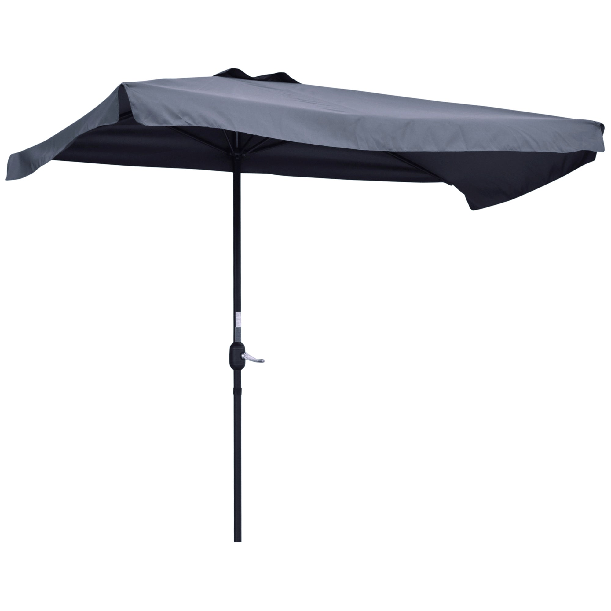 Outsunny Sombrilla Rectangular 230x130x249 cm Parasol para Pared Media Sombrilla con Manivela Protección UV Impermeable Sombrilla para Balcón Terraza Jardín Gris Oscuro